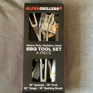 Heavy Duty BBQ Tool Set - Black and Silver